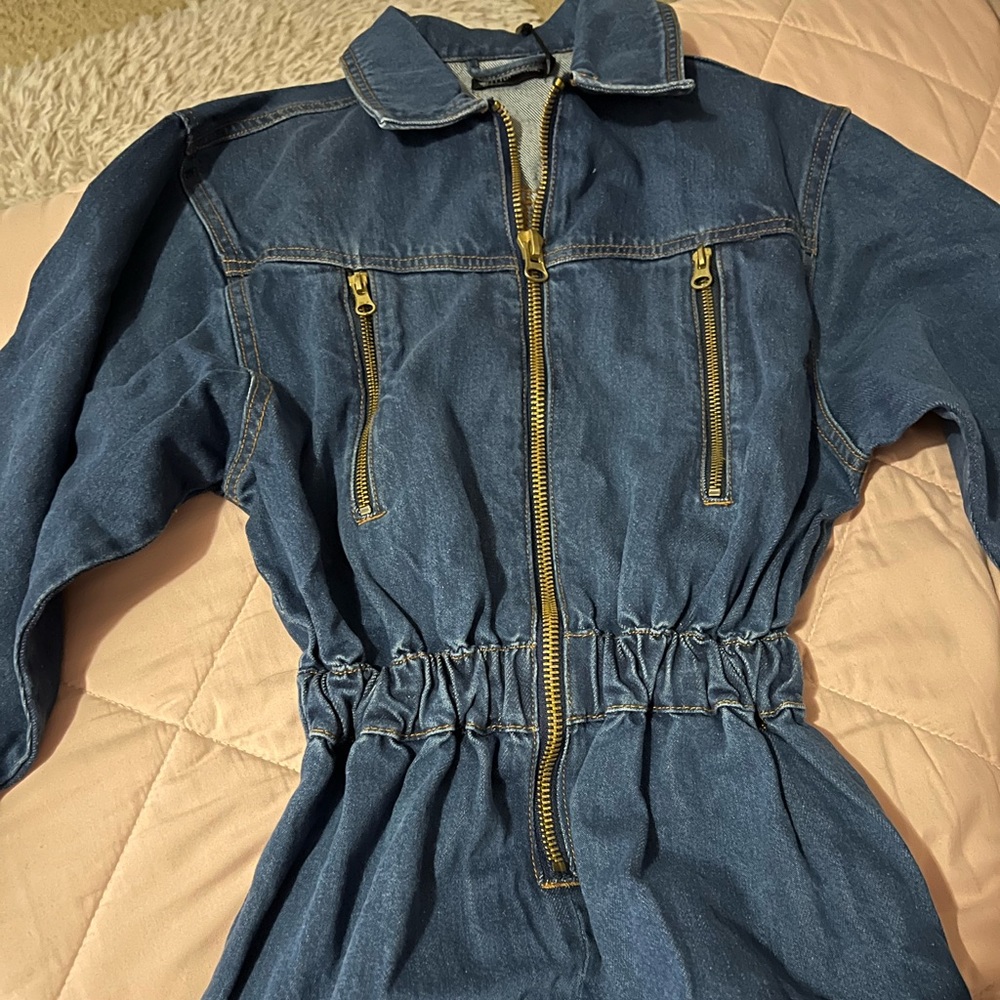 Fashion nova long sleeve jean dress with zippers